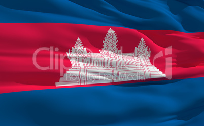 Waving flag of Cambodia