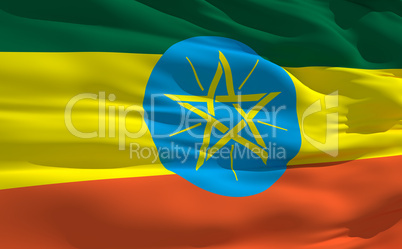 Waving flag of Ethiopia