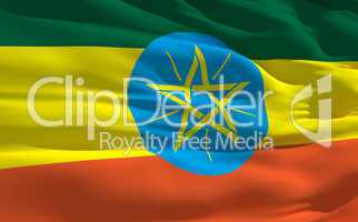 Waving flag of Ethiopia
