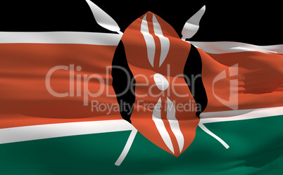 Waving flag of Kenya