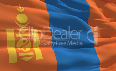 Waving flag of Mongolia