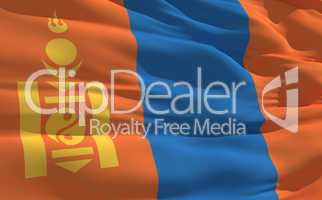 Waving flag of Mongolia
