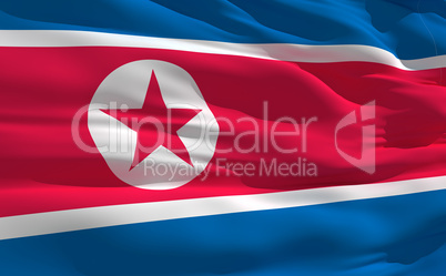 Waving flag of North Korea