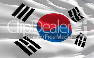 Waving flag of South Korea