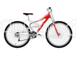 Red bicycle isolated on white