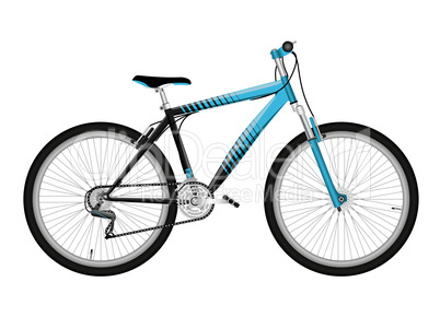 Blue bicycle isolated on white