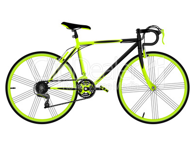 Green bicycle isolated on white