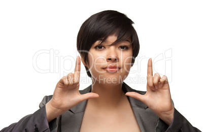 Pretty Multiethnic Young Adult Woman Framing Face with Hands
