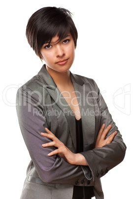 Pretty Multiethnic Young Adult Poses on White