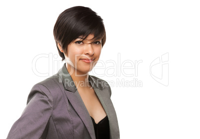 Pretty Multiethnic Young Adult Poses on White