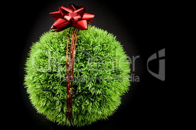 Grass ball and red bow