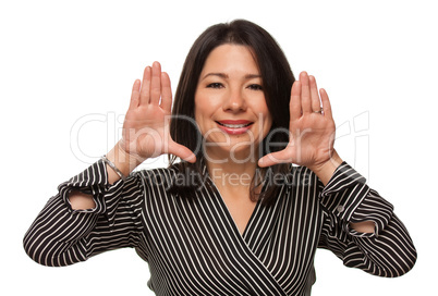 Attractive Multiethnic Woman with Hands Framing Face