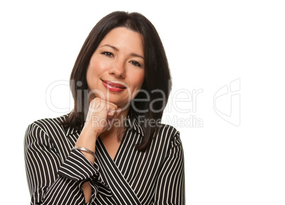 Attractive Multiethnic Woman Resting Chin on Hand