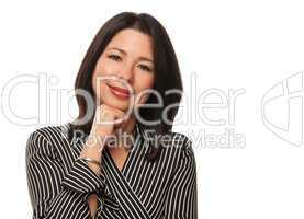 Attractive Multiethnic Woman Resting Chin on Hand