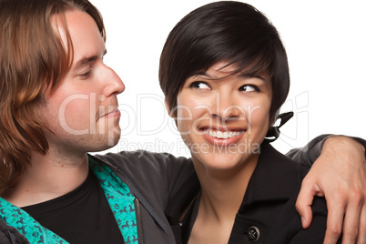 Diverse Caucasian Male and Multiethnic Female Portrait