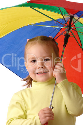 Cute child with colorful umbrella