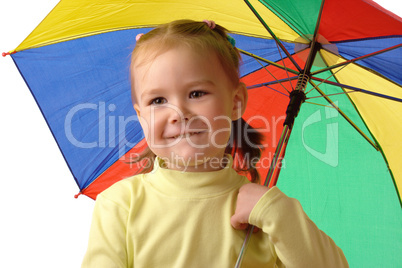 Cute child with colorful umbrella