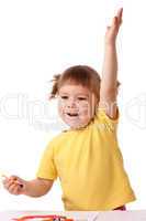 Girl with raised hand