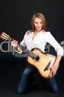 Woman with guitar.