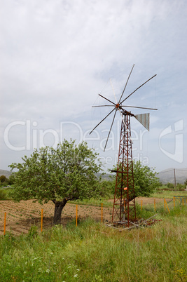 Traditional windmill used for irrigation at plateau Lassithi, Cr