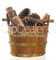 Basket with pine and wood