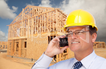 Contractor in Hardhat at Construction Site