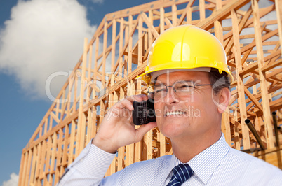 Contractor in Hardhat at Construction Site