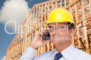 Contractor in Hardhat at Construction Site