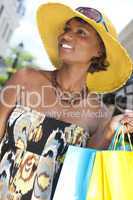 Beautiful African American Woman With Fashion Shopping Bags