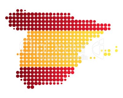 Karte und Fahne von Spanien