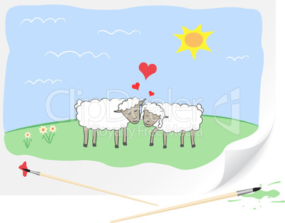 Drawing love sheeps