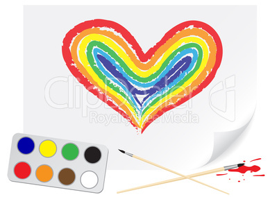 Drawing rainbow heart