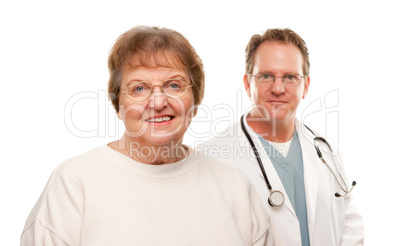 Smiling Senior Woman with Doctor Behind