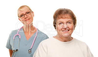 Smiling Senior Woman with Doctor Behind