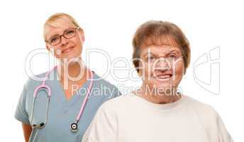 Smiling Senior Woman with Doctor Behind