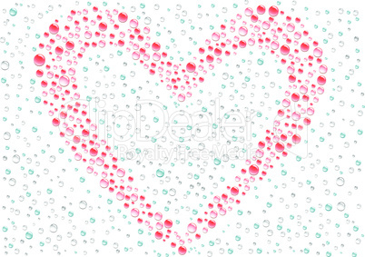 Drops red heart background