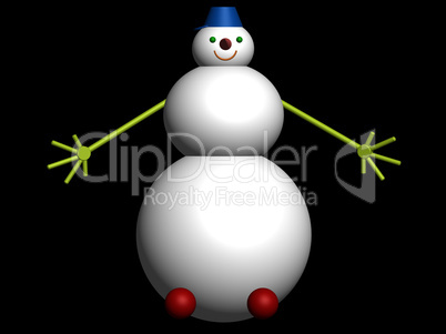 3D snowman on black