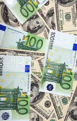 dollar and euro banknote