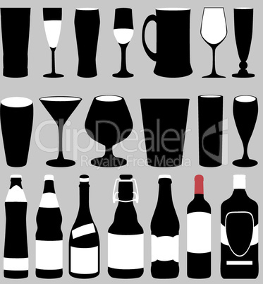 glasses and bottles set