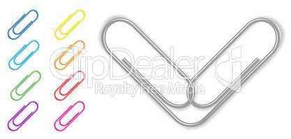 Vector paper clip set on white background