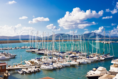 White yachts in the port