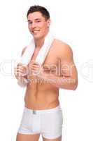 Smiling young man with underwear