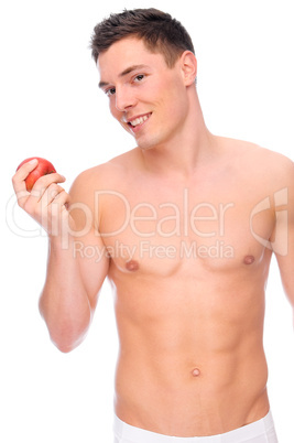Young man with apple
