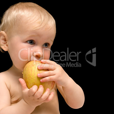 baby with apple