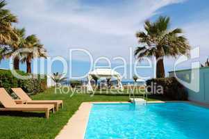 Swimming pool at luxury villa, Crete, Greece