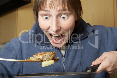frightened cook woman