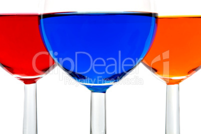Glasses with color drinks