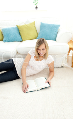 Beautiful woman is reading a book