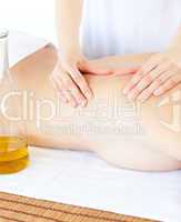Attractive woman having a massage with massage oil