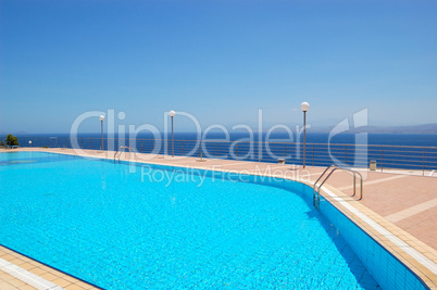 Swimming pool by luxury villas, Crete, Greece